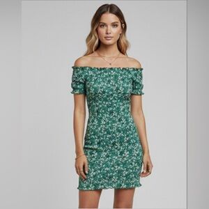 Frilled Off Shoulder Floral Dress